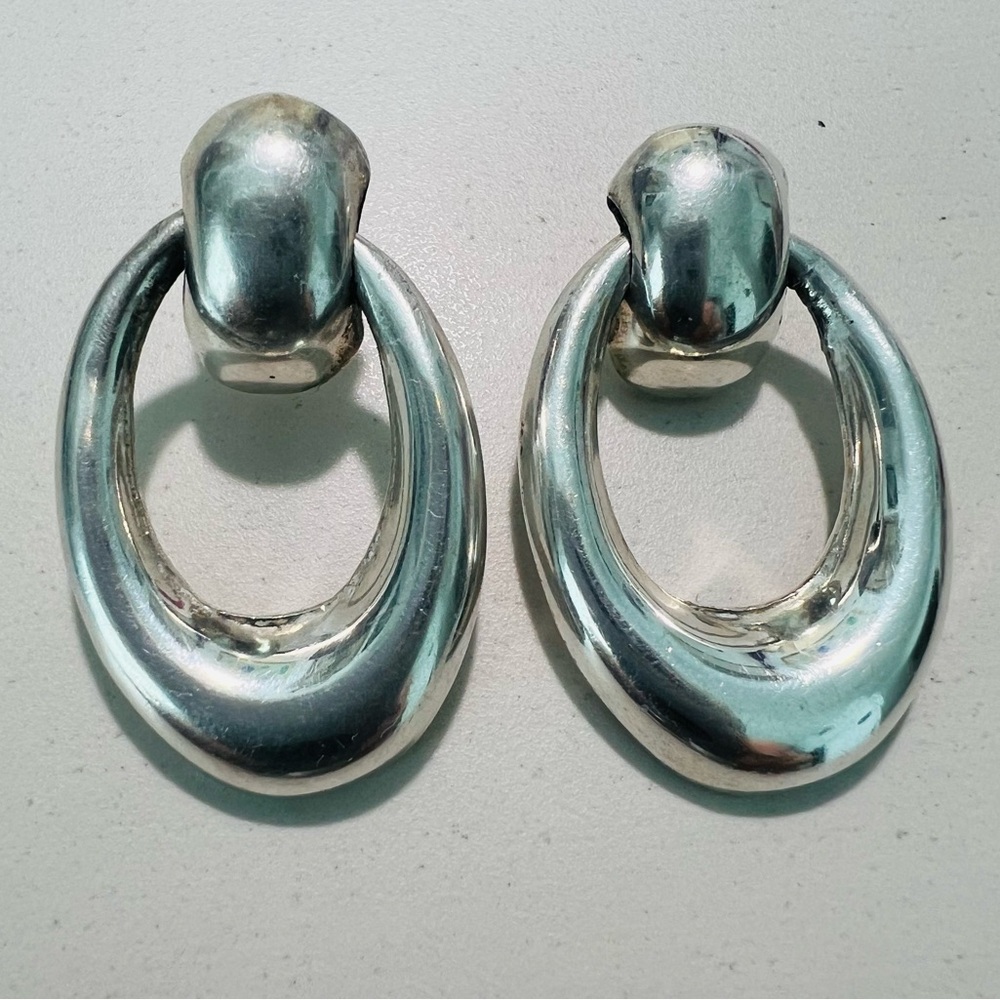 Vintage Taxco Sterling Hoop Earrings